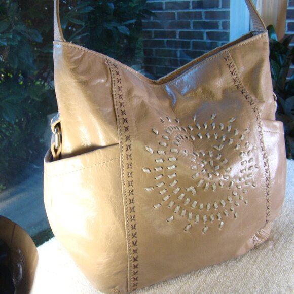 The Sak Handbags - The Sak cream beige genuine leather stitched hobo shoulder bag